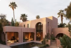 Clay-pink villa set among palms